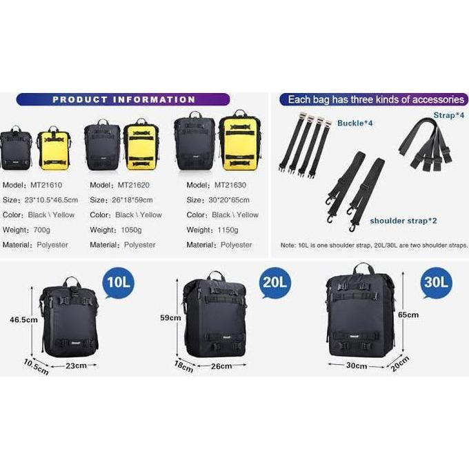 Rhinowalk - Wateroof Motorcycle Tailbag Tankbag Sidebag Pannier Bag