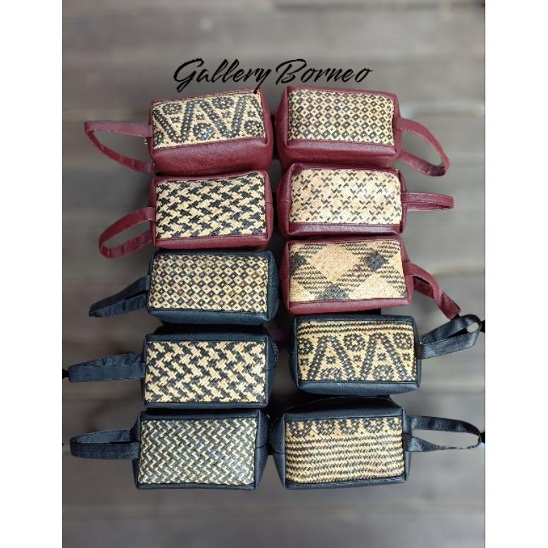 Tas Rotan Pouch Bag Kombinasi Kulit Sintetis Tas Wanita Clutch DISKON