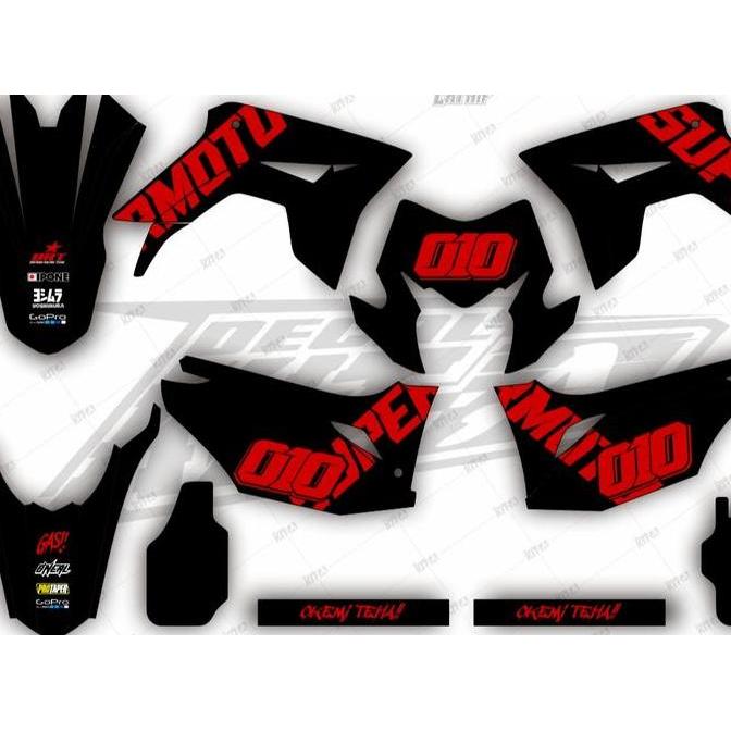 Decal stiker CRF 150L motif simpel hitam kombinasi merah