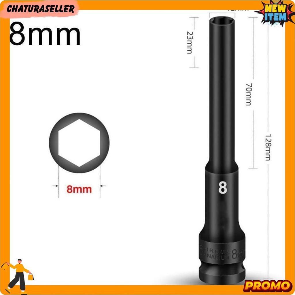 Pekerjatools Set 4Pcs Mata Kunci Shock Panjang 130Mm 1/2" Drive Impact Socket Heavy Duty Untuk Bor I