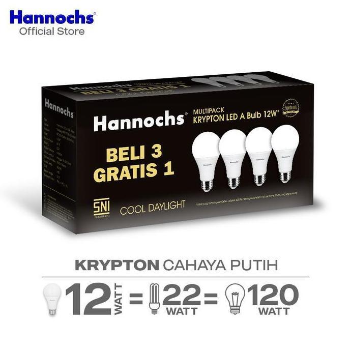 Lampu Led Hannochs Krypton 12W 12 Watt Multipack Paket Isi 4 Pcs Lampu