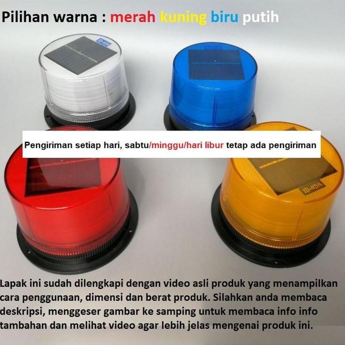 LAMPU WARNING STROBO MAGNET TEMPEL SOLAR POWER CELL TENAGA SURYA MATAHARI SPBU TRUK ALAT BERAT KAPAL