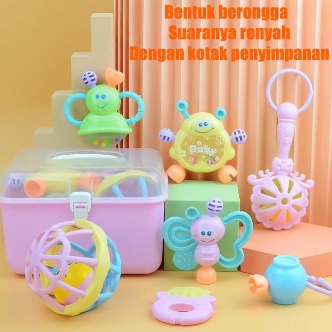 7pcs Kotak Bayi Teether Mainan/ Mainan Kerincingan Bayi/ Mainan Teether Bayi/Teething Kit Mainan/ Ma