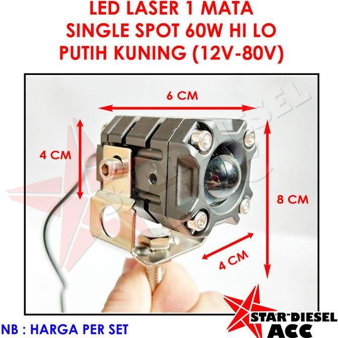 HARGA DISC - MINI PROJIE LED LASER SATU MATA PUTIH KUNING HI LO SUPER TERANG HJG 60