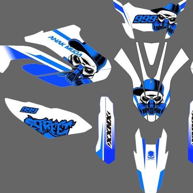 Decal stiker WR 155 Fullbody Terbaru MOTIF SUPERMOTO PUTIH BIRU