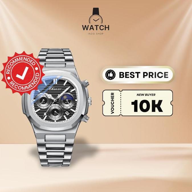 NEW [COD] CX 922 Jam Tangan Pria Baterai Kalender Chronograph Moon Phase Quartz Luminous Anti Air Wa