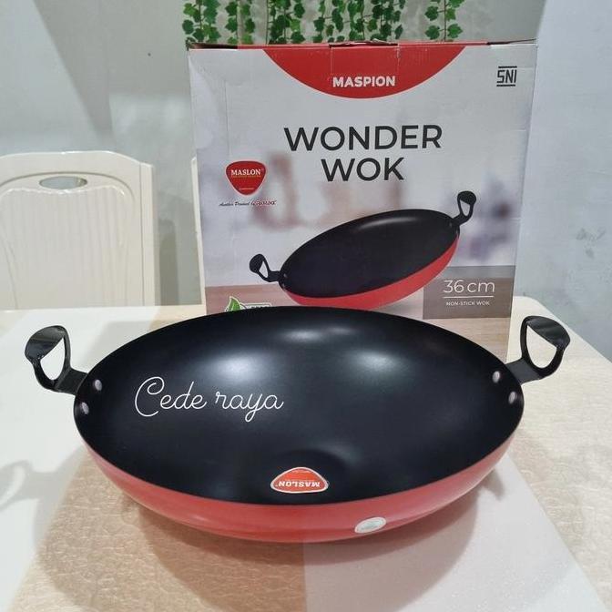 NEW kuali / wajan teflon anti lengket wonder wok maspion 30 cm & 36 cm