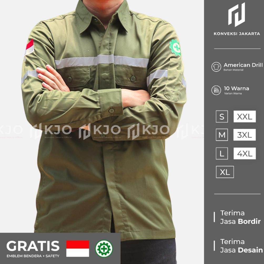 BEST SELLER BAJU WEARPACK KEMEJA SAFETY K3 PROYEK TAMBANG LENGAN PANJANG  - PAKAIAN SERAGAM WERPAK K