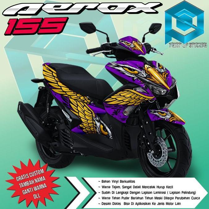 DECAL STIKER DECAL FULL BODY YAMAHA AEROX OLD 155 VARIASI BURUNG ELANG AR009 FREE CUSTOM Motor