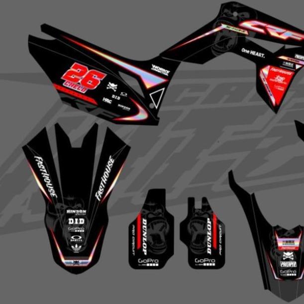 Decal Honda CRF 150L Cutting Hologram Hitam Merah