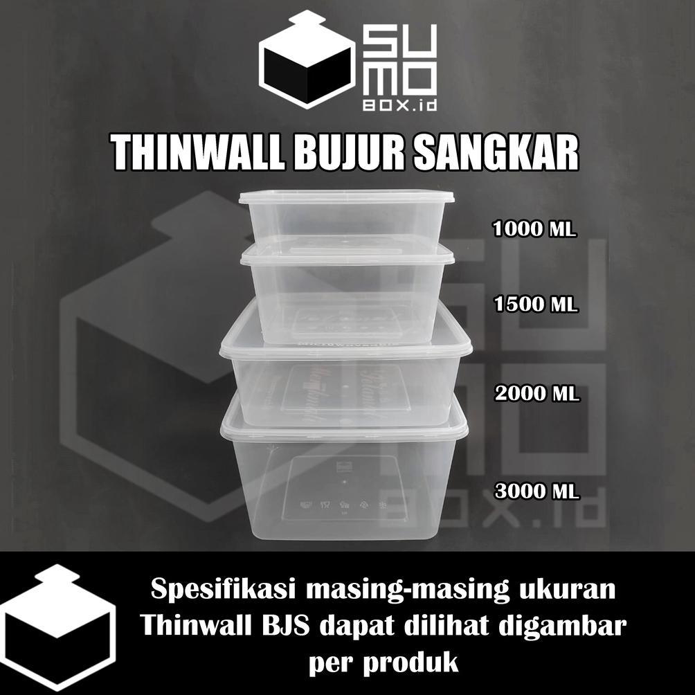 NEW Thinwall BUJUR SANGKAR 1500ml + Tutup / Kotak Makan Plastik 1500 ml FREE PACKING [ECERAN]