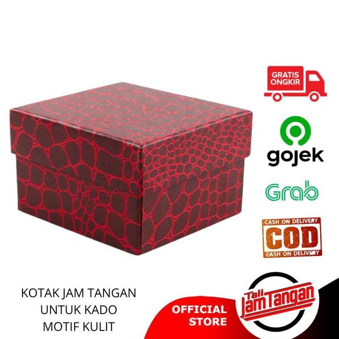Kotak Jam Tangan satuan untuk kado motif kulit warna merah maroon
