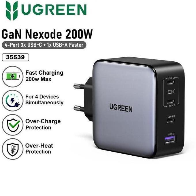 UGREEN 35539 NEXODE GAN 200W GRAY Kepala Charger GAN Nexode 200w
