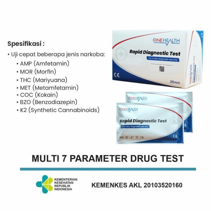 Onehealth Multi Drug 7 Rapid Diagnostic Test isi 1 pc - Alat Tes Narkoba