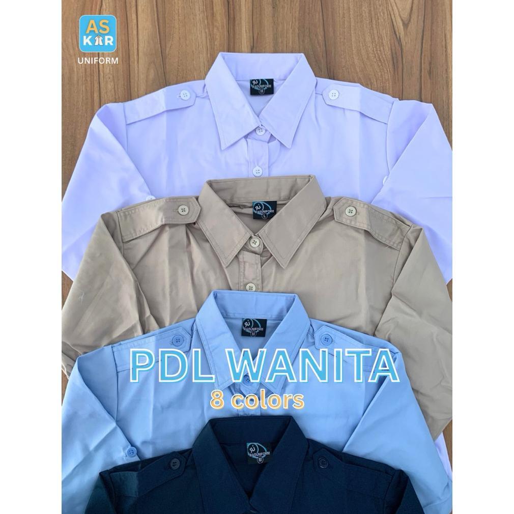 ORIGINAL KEMEJA PDL WANITA LENGAN PANJANG/KEMEJA PDL BORDIR/SERAGAM DINAS PDL WANITA SLIM FIT/KEMEJA