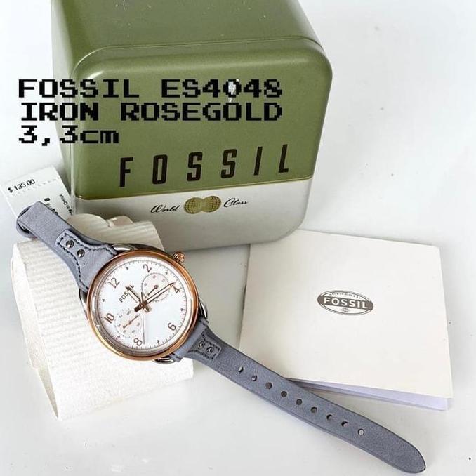 Jam Tangan Wanita Original ES4048 ES 4048 Tailor White Dial Iron Grey Leather Original Garansi Resmi