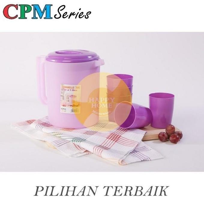 CPM Annabelle Jug Infused Set Plus 5 Cup Eskan Minum Teko Air + 5 Gelas