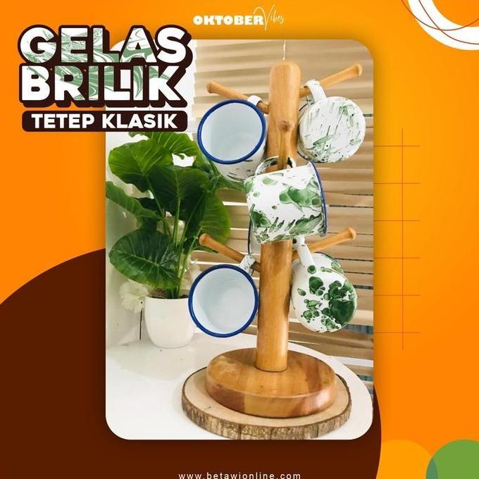 Cangkir Jadul Blirik 7cm / Mug Enamel 7cm Motif Blirik ( Loreng )