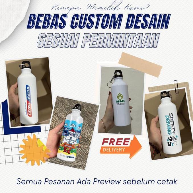 Tumbler Botol Sport Carabiner Aluminium 500ml Botol Minum Custom Botol Sepeda