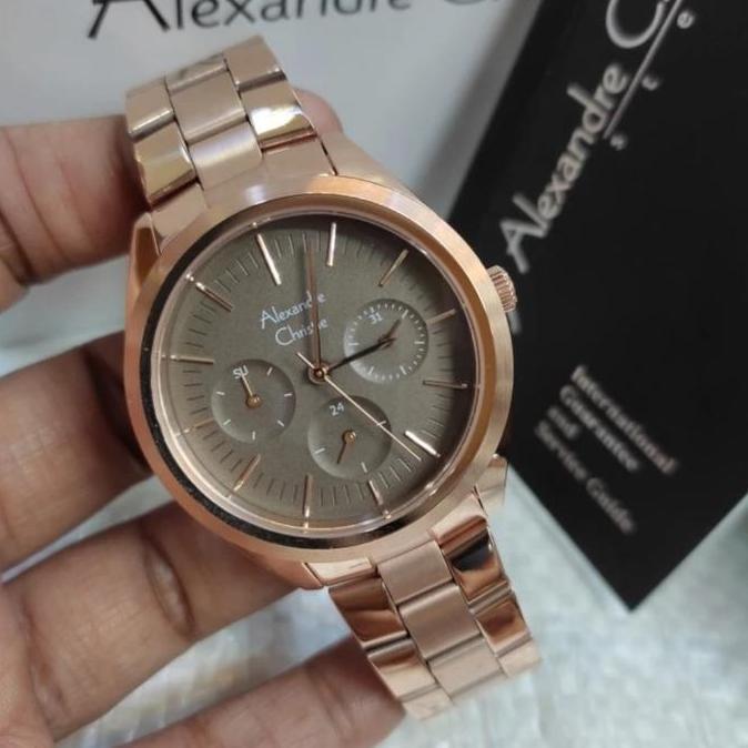 ALEXANDRE CHRISTIE AC2817 AC 2817 BROWN ROSEGOLD JAM TANGAN WANITA ORIGINAL