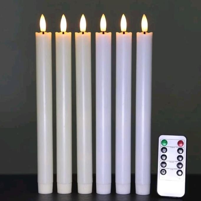 Lilin panjang Led Tall Longstick Penerangan Dekorasi Baterai Candle Light Lilin Lampu Elektri Putih
