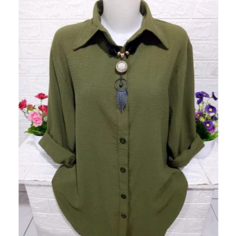 Kemeja Wanita Crinkle Air Flow Premium Terbaru / Atasan Wanita Kekinian / Baju Wanita Bahan Crinkle 