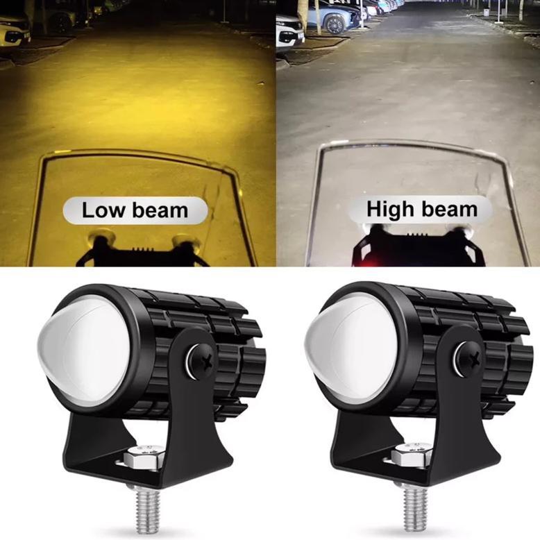 Gratong Lampu Tembak Sorot Motor Mini D2 Laser Lampu Laser Motor Lampu Led Motor Kuning 12 Volt 20W