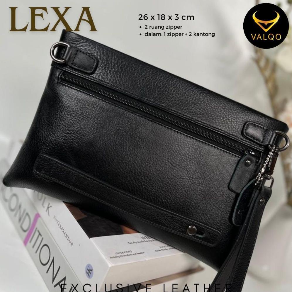 VALQO LEXA Clutch kulit Sapi Motif Batik Pouch Kulit Handbag Wanita Pria Tas Tangan DISKON