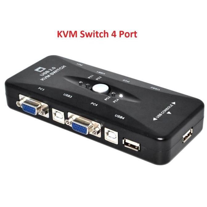 TERLARIS KVM SWITCH 4 PORT USB 2.0 SUPPORT SHARING PRINTER - KVM + 4 KABEL