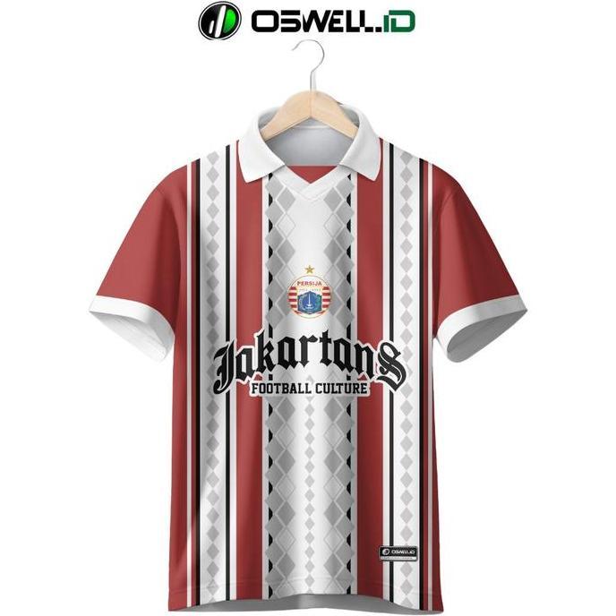 Fotwell- Baju Jersey Persija Jakartans Retro Kaos Vintage Full Printing