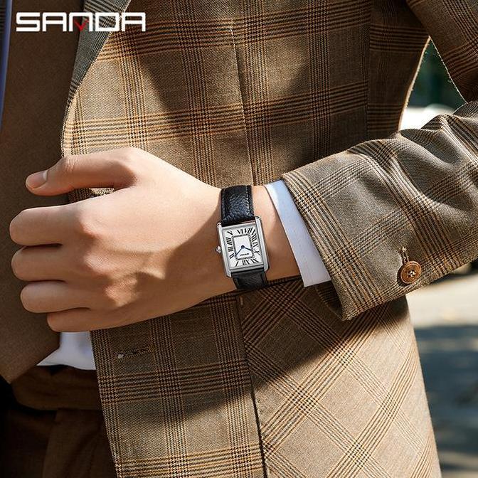 Boshi- Jam Tangan Pria Analog Tali Kulit Sanda 1108L