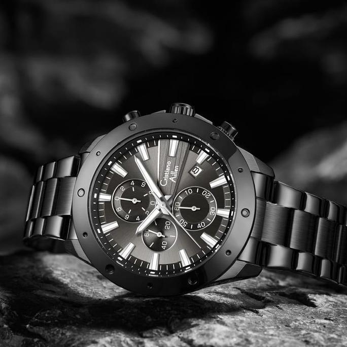 Boshi- Cristiano Aillen Jam Tangan Pria Analog 8897 Rantai Stainless Steel Chronograph Kaca Sapphire