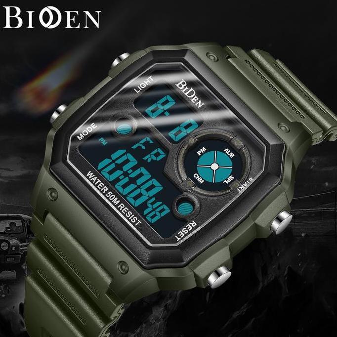 Boshi- Biden Jam Tangan Pria Dital Militer Olahraga Tahan Air Tali Silikon Ynr001