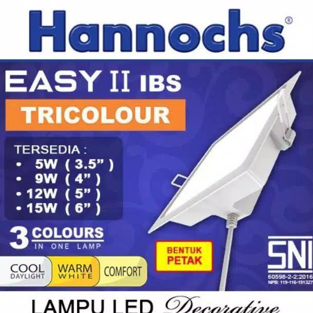 Lampu Downlight Easy II Tricolour Kotak 12 Watt Hannochs
