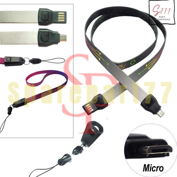 Lanyard Kabel Data Charger + Meteran Gantungan Tali Leher untuk ID Card Kartu Kerja HP Kunci / USB C