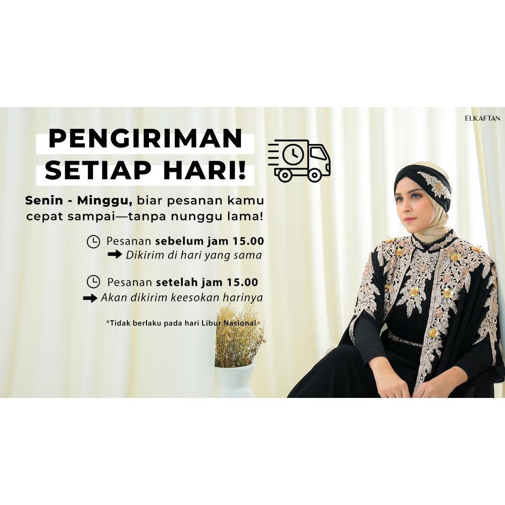 BEST SALE Elkaftan - Ameera Baju Abaya Kaftan Premium Simple Elegan Kekinian Set Belt Dan Turban Mus
