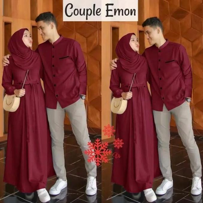 Couple Emon terbaru// couple lebaran 2025// couple pasangan gamis+kemeja/ gamis muslim/ couple suami