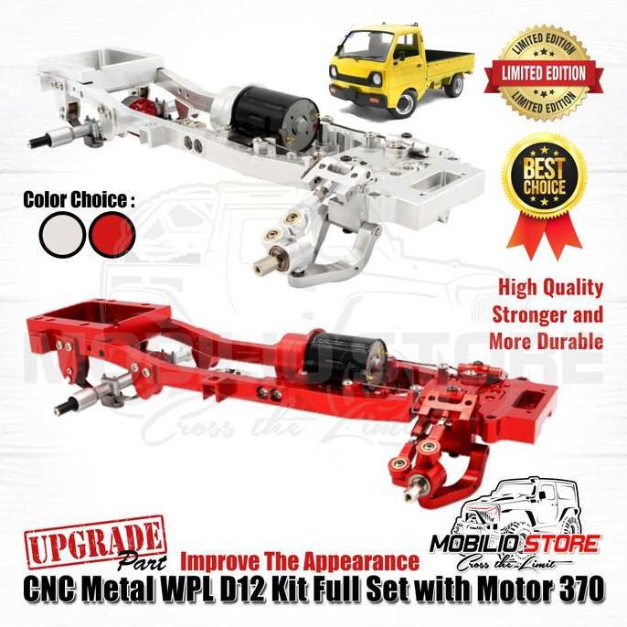 Promo Upgrade Cnc Metal Wpl D12 Kit Full Set With Motor 370 Rc Car Drift Cod