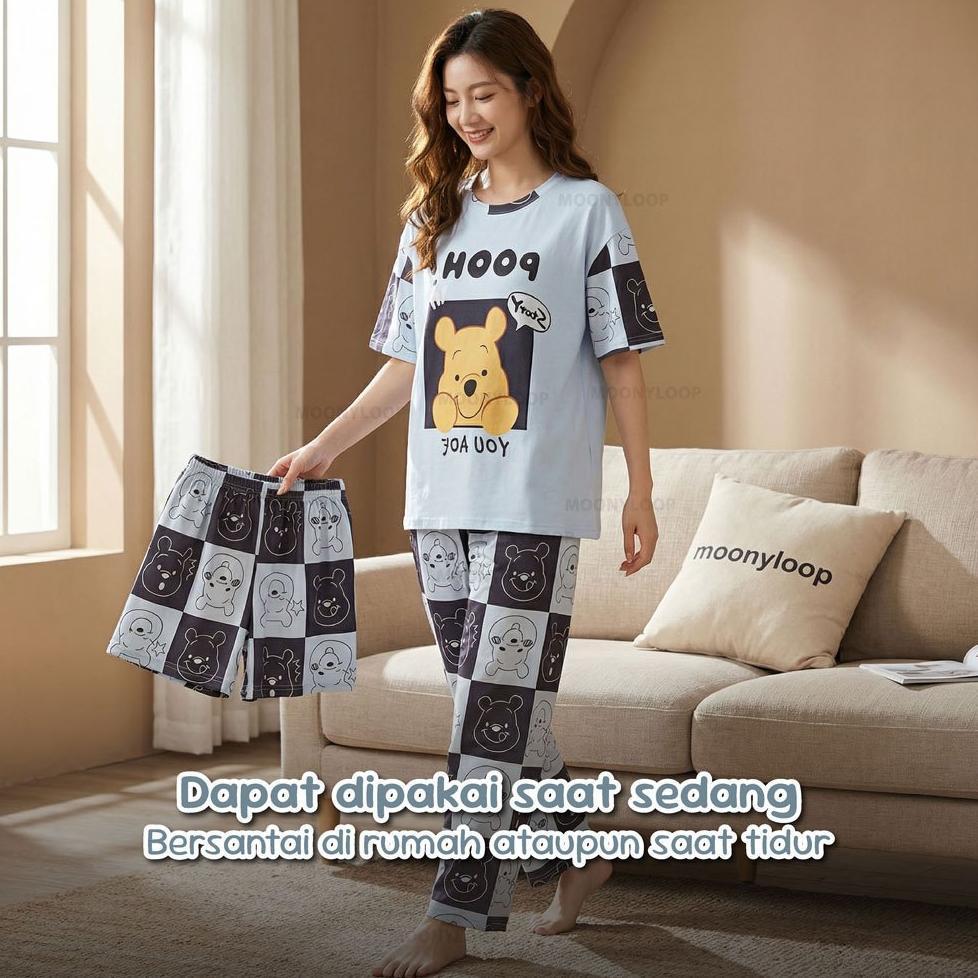 Terbaru 5Xl Set Baju Tidur Wanita Dewasa Oversize Piyama Kaos Celana Panjang & Pendek Setelan Baju T
