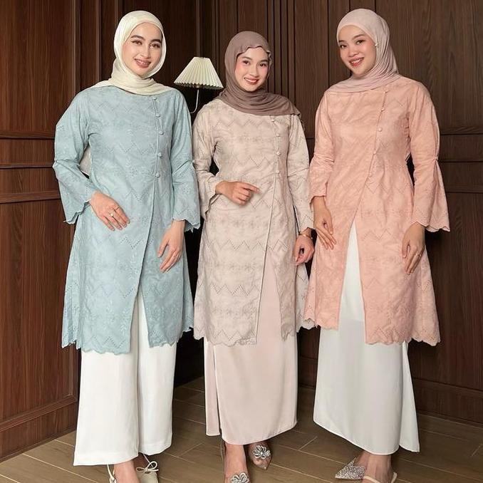 Biya Tunik Katun Bordir Atasan Lebaran Tunik Embroidery Elegan dan Desain Cantik [Terbaik]