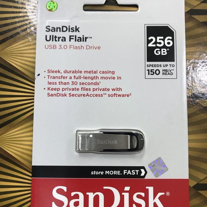 TERBARU - ORIGINAL SANDISK FLASHDISK 256GB ULTRA FLAIR USB 3.0 FLASH DISK 256GB