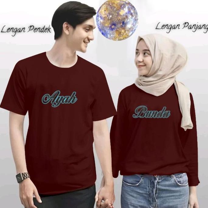 ISI 2PCS (COW1 CEW1) KAOS COUPLE PDLP   AYAH BUNDA-NEON LENGAN PANJANG PENDEK DEWASA COWOK CEWEK UNI