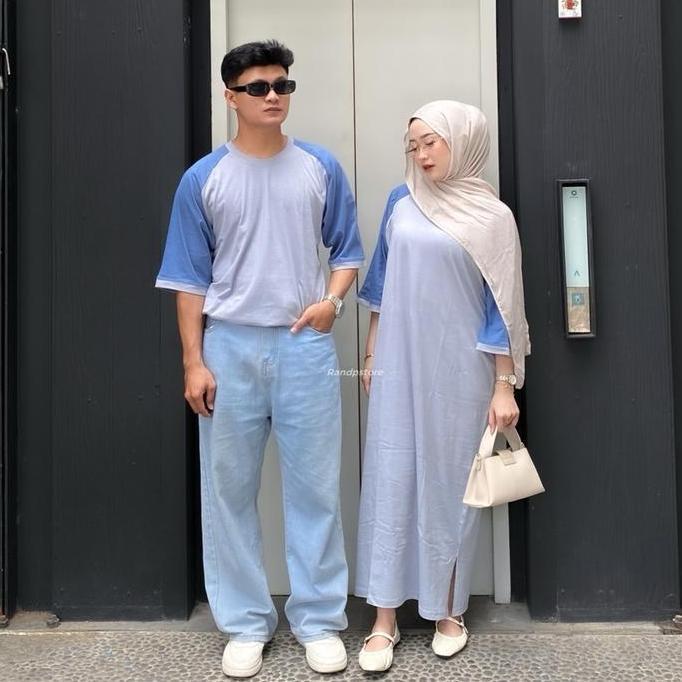 Baju Couple Pasangan Kenzy Reglan T- Shirt Oversize Couple Set Kaos Wanita Pendek Polos Oblong Combe