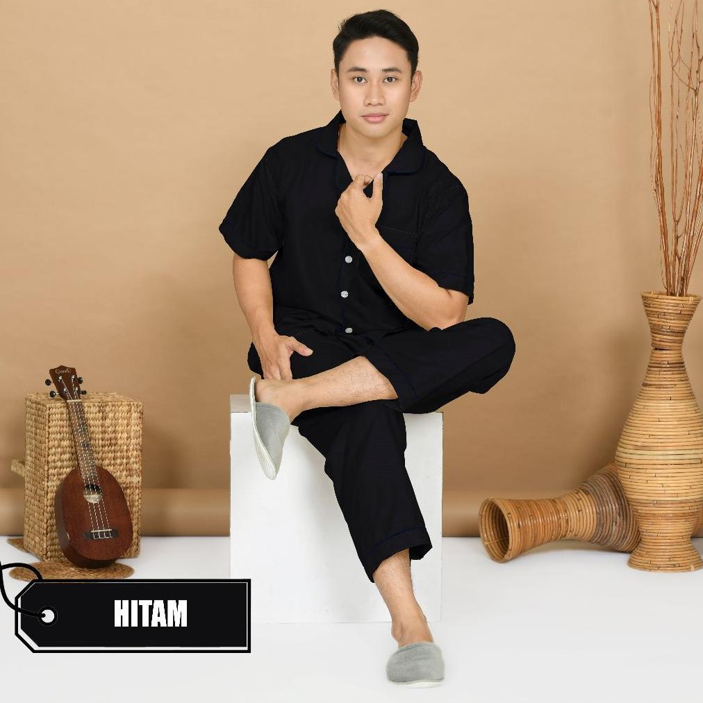 NEW NYENYAK PIYAMA DEWASA PRIA CP ( SIZE L ) BAHAN KATUN / SETELAN BAJU TIDUR POLOS COWOK
