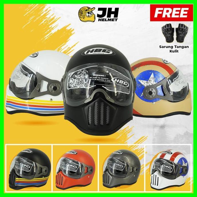 TERLARIS HELM CAKIL HBC PILOT VISOR + FREE BONUS (BOGO/RETRO/KLASIK/VINTAGE )