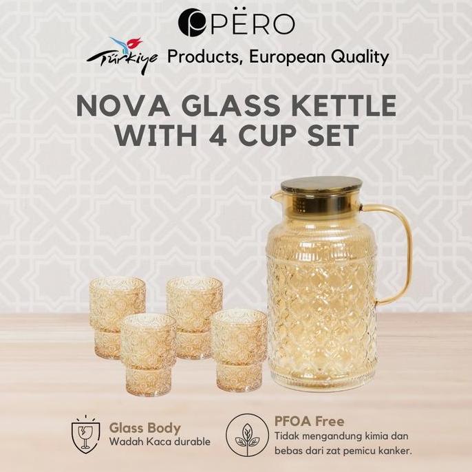 Promo [Exclusive Celyhome Po 5 Maret] Pero Nova Glass Kettle With 4 Cup Set