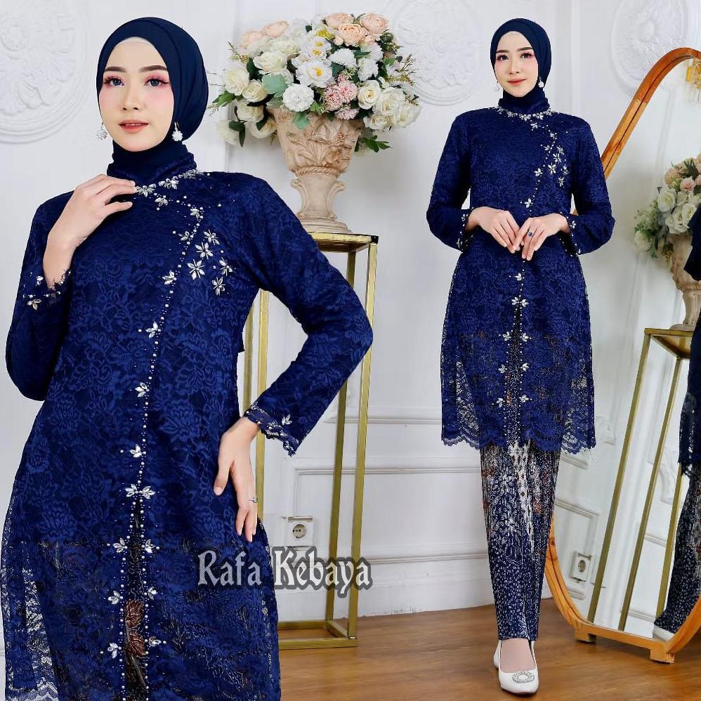 NEW! Couple Kebaya Brokat Navy Janggan/ Couple Kebaya Modern/ Baju Batik Couple
