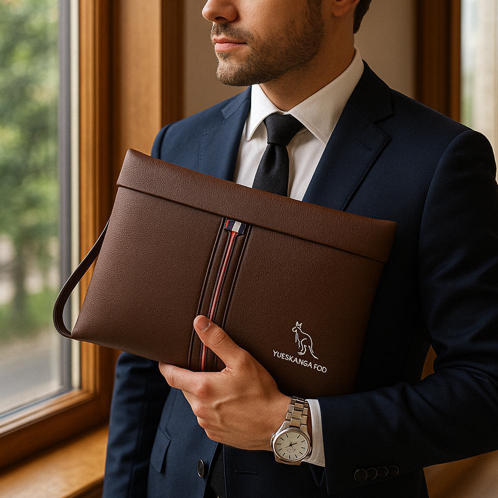PROMO TERBARU Yueskangaroo Clutch Bag Pria Handbag Kulit Import Tas Tangan Kerja Kantor Muat Tab 8 I