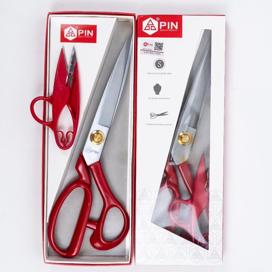 [ Kianjaya ] Gunting Kain / Gunting Potong Bahan Kain 10" Merah Pin / Pin-1104