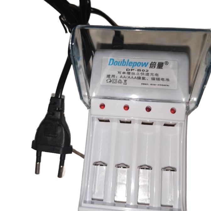 Free Charger Charger Baterai Aa Aaa Doublepow 4 Slot + Baterai Aa Doublepow Casan Batre Aa Aaa Alat 